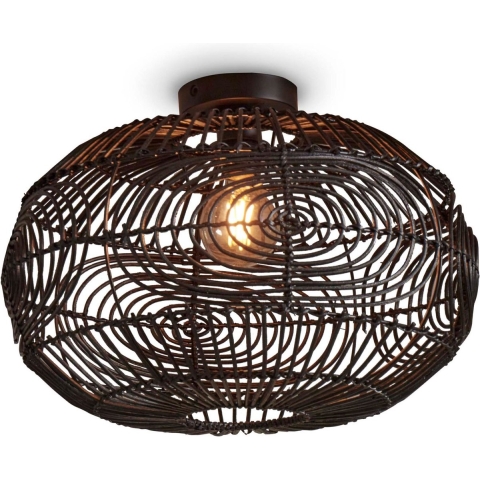 GOOD&MOJO Plafonniere Madeira - Rotan Zwart - Ø48cm