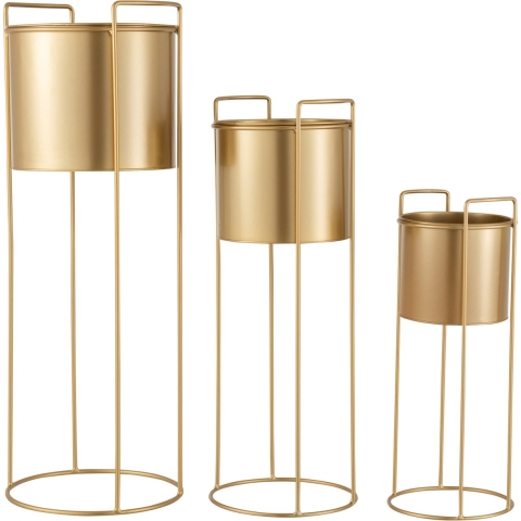 J-Line bloempot Op Voet - metaal - goud - Ø 28.00 cm - 3 stuks