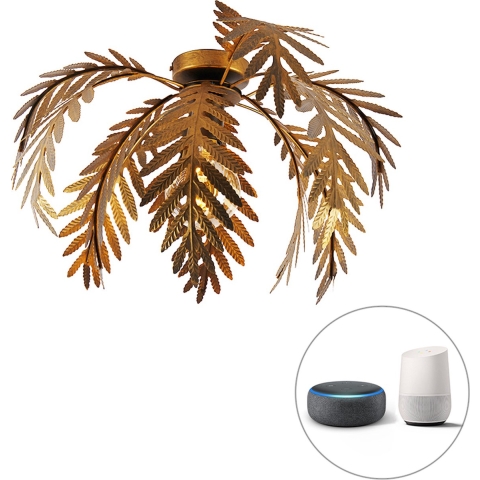 QAZQA Smart plafondlamp goud 45 cm rond incl. Wifi G95 - Botanica