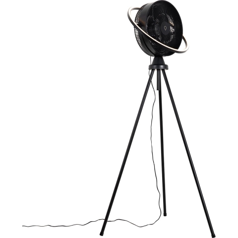 QAZQA Vloerventilator tripod zwart incl. LED 3-staps dimbaar