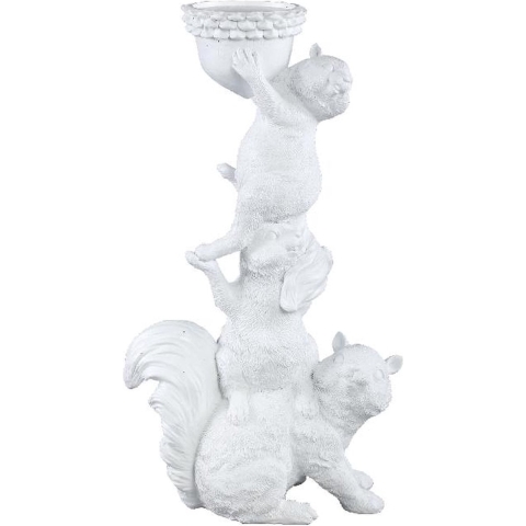PTMD Jump White polyresin squirel candle holder
