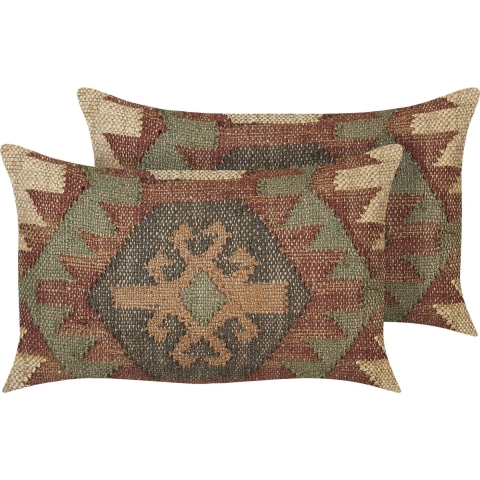 Beliani-CUMBUM-Sierkussen set van 2-Multicolor-30 x 50 cm-Jute