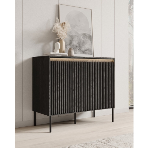 Meubella Dressoir Timoteo - Mat zwart - 98 cm