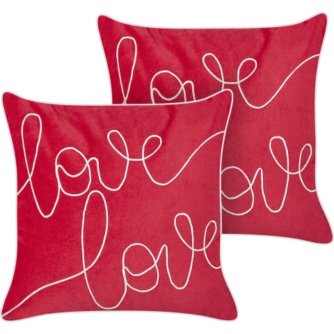 Beliani-SIDERASIS-Sierkussen set van 2-Rood-45 x 45 cm-Fluweel