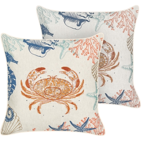 Beliani-SARGASSUM-Sierkussen set van 2-Beige-45 x 45 cm-Linnen