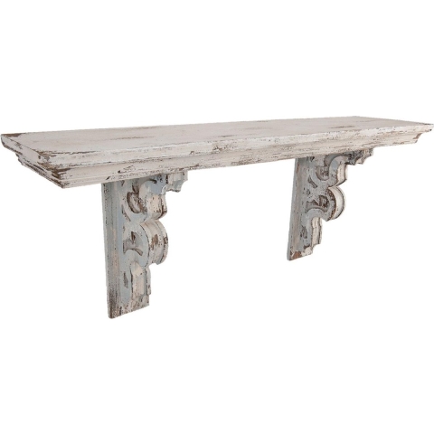 Clayre & Eef Wandrek 100x23x41 cm Wit Hout Rechthoek Wandplank
