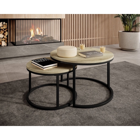 Meubella Salontafel Rica - Eiken - Set van 2