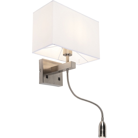 QAZQA Smart Wandlamp staal met kap creme wit incl. Wifi P45 - Bergamo