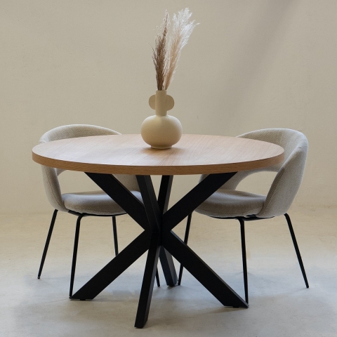 Giga Meubel - Eettafel Naturel Rond 120cm - Eiken Fineer