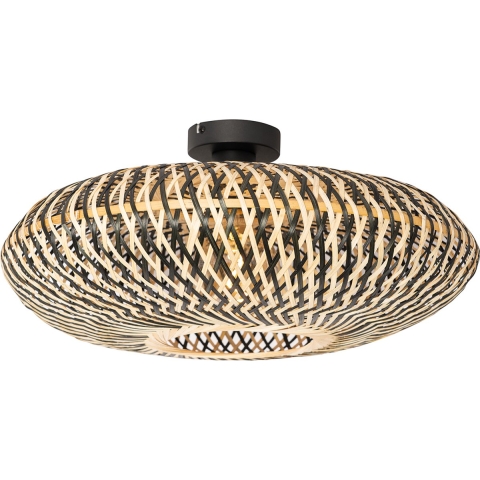 QAZQA Oosterse plafondlamp zwart bamboe 50 cm - Ostrava