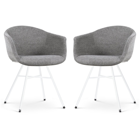 Nolon Noa-Otis Eetkamerstoelen Set van 2 - Donkergrijs - Witte Poten