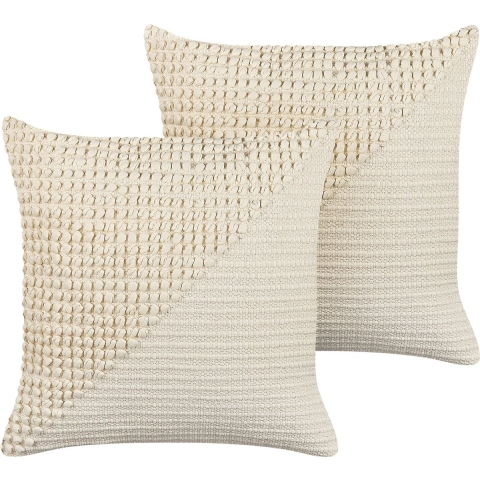 Beliani - PELLAEA - Sierkussen set van 2 - Beige - Katoen