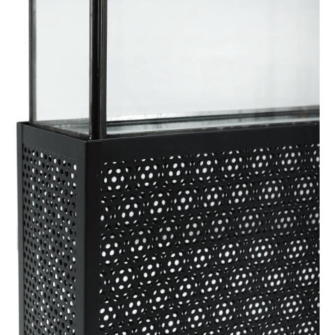 PTMD Sita Black metal lantern with glass rectangle L