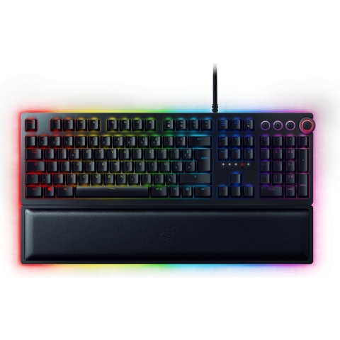 Razer Huntsman Elite Opto-Mechanical Gaming Keyboard with Wrist Rest and Media Keys - Clicky Optical Switch - Chroma RGB Lighting - French Layout