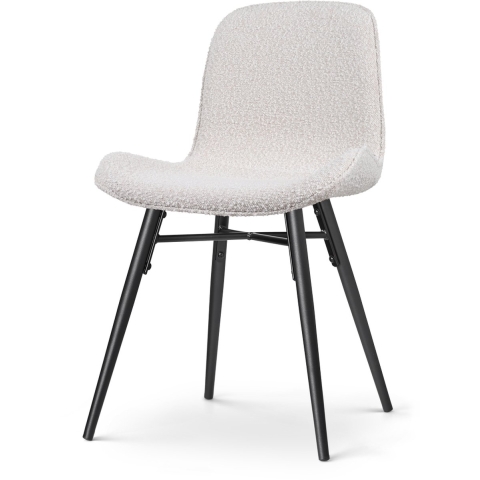 Nolon Nena-Fé Eetkamerstoel Bouclé Beige - Zwarte Houten Poten