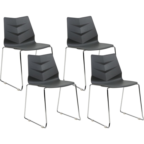 Beliani - HARTLEY - Eetkamerstoel set van 4 - Donkergrijs - Plastic