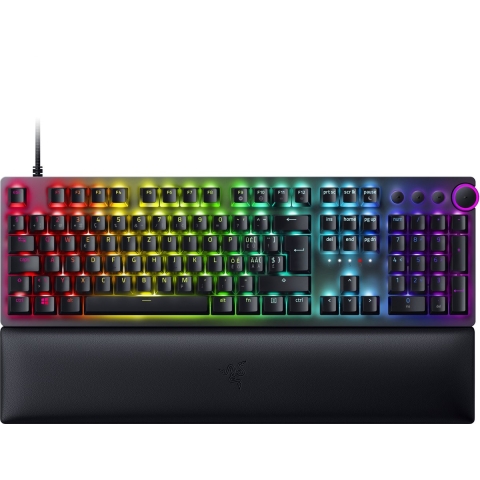 Razer Huntsman V2 - Optical Gaming Keyboard with Near-zero Input Latency - Doubleshot PBT Keycaps - Sound Dampening Foam - Clicky Purple Switch - Swiss Layout