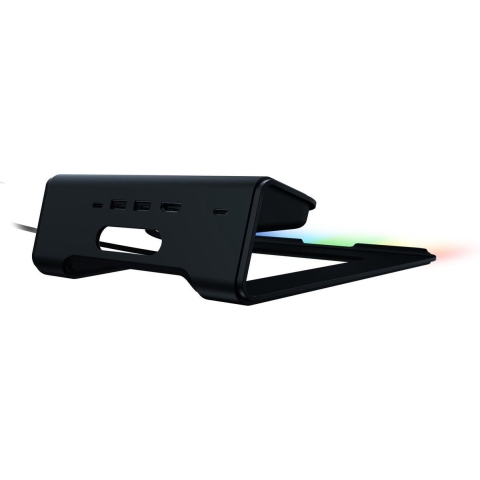 Razer Laptop Stand Chroma V2 - Upgrade your 13", 15" or 17" Razer Blade with this ergonomic laptop stand and 4-port USB-C combination - Integrated USB-C Hub - Dual Monitor Output - Durable and Ergonomic