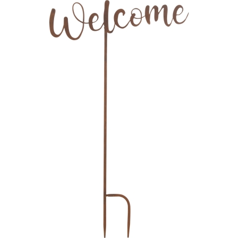 J-Line decoratie Tuin Welcome - ijzer - roest - 6 stuks