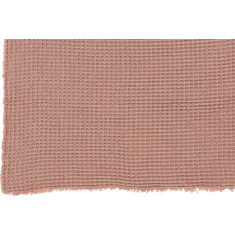 J-Line Plaid wafelpatroon - katoen - lichtroze - 180 x 140 cm