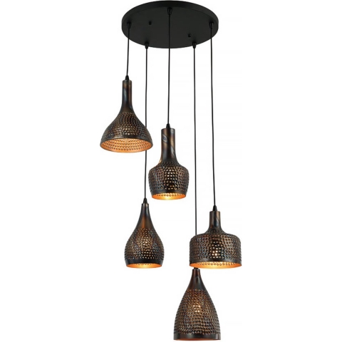 Hanglamp Fuoco Bruin Zwart 5 Lichts Ø 40cm E27 Fitting