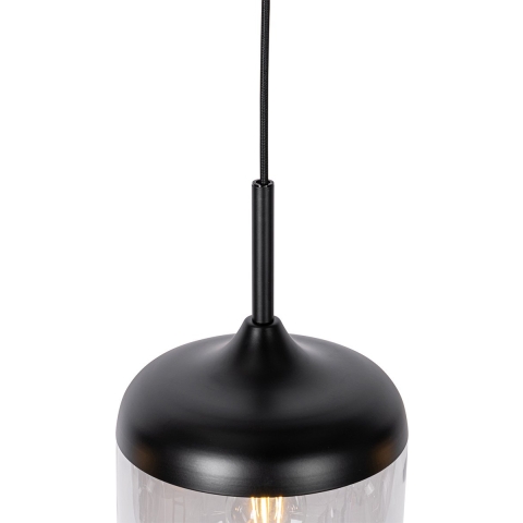 QAZQA Design hanglamp zwart met goud en smoke glas 4-lichts - Kyan