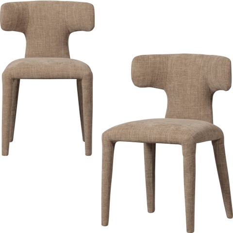 BePureHome Permit Eetkamerstoel - Polyester - Zand - Set van 2