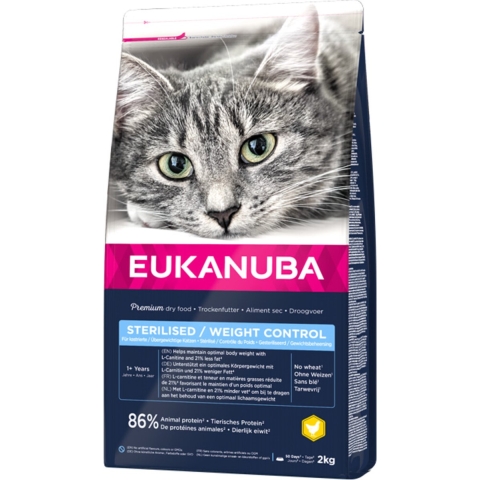 3x2kg Sterilised/Weight Control Adult Eukanuba Kattenvoer