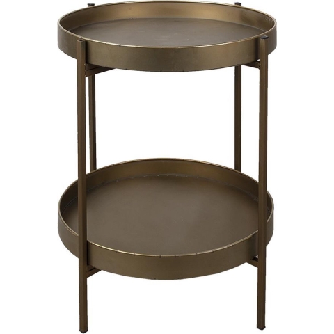 Clayre & Eef Bijzettafel Ø 52x60 cm Koperkleurig Metaal Rond