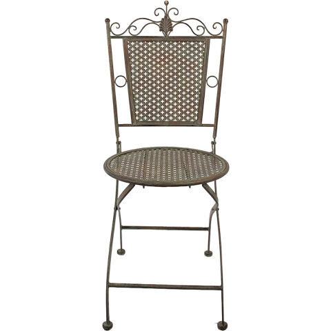 Clayre & Eef Bistrostoel 43x45x96 cm Groen Bruin Ijzer Terrasstoel