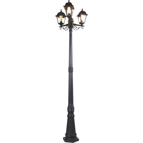 QAZQA Smart lantaarn zwart 3-lichts IP44 incl. Wifi ST64 - Capital