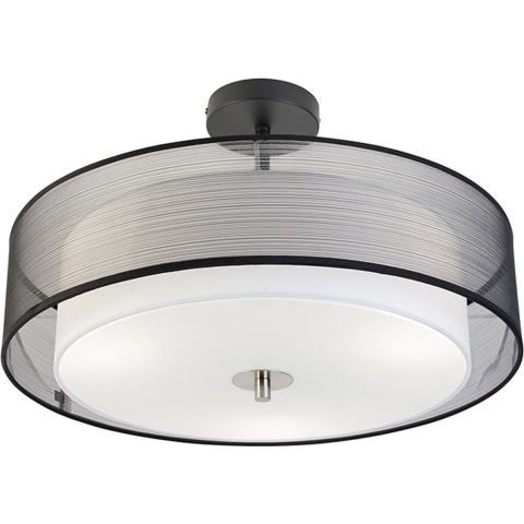 QAZQA Smart plafondlamp zwart met wit 50 cm incl. 3 Wifi A60 - Drum