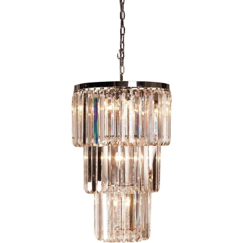 Clayre & Eef Kroonluchter Ø 47x74 cm Transparant Ijzer Glas Hanglamp