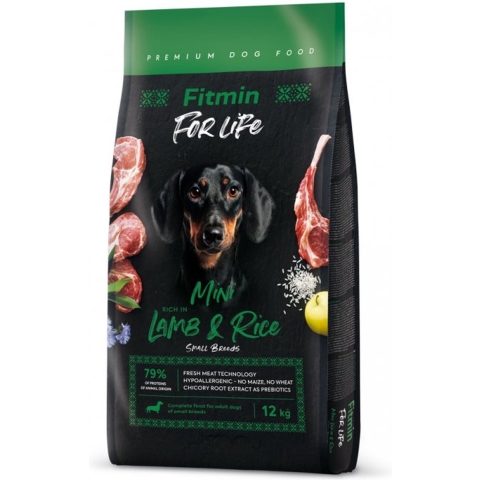 12kg Fitmin Dog For Life Mini, lam en rijst droog hondenvoer