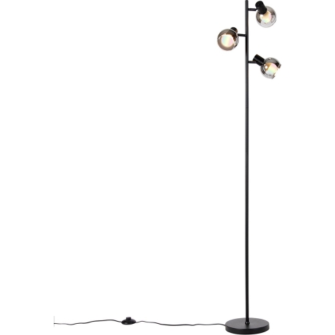 QAZQA Smart vloerlamp zwart met smoke glas incl. 3 Wifi P45 - Vidro