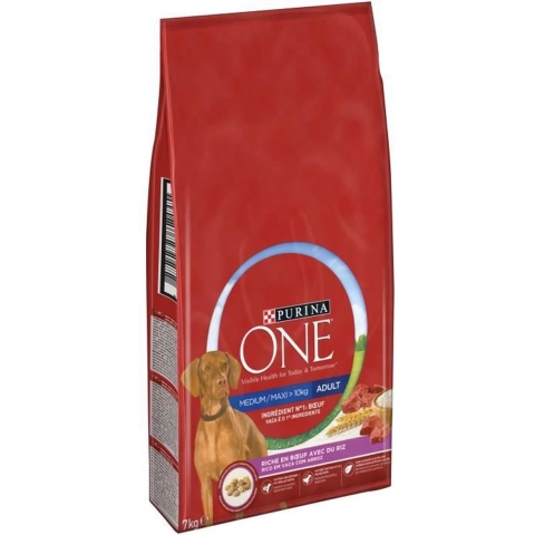 2x7kg Medium/Maxi Adult Rund & Rijst Purina ONE Hondenvoer