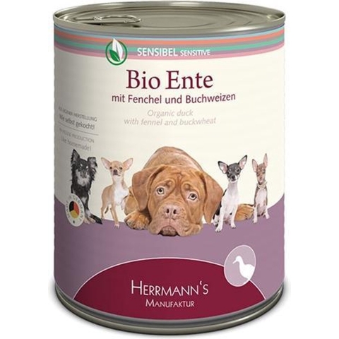 12x800g Herrmann's Menu Bio eend met bio venkel en bio boekweit