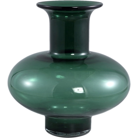 PTMD Nory Green glass bulb vase round wide