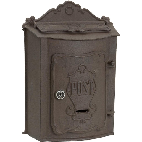 Clayre & Eef Brievenbus 27x11x37 cm Bruin Ijzer Rechthoek Post