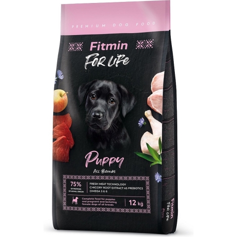 2x12kg, Fitmin Dog For Life Puppy Alle rassen, droog hondenvoer