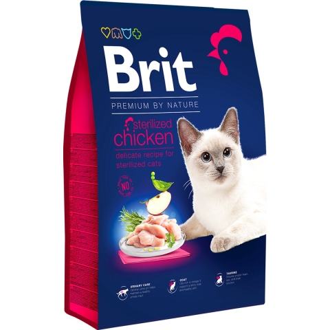 2x8kg Brit Premium by Nature Cat Gesteriliseerd droogvoer met kip