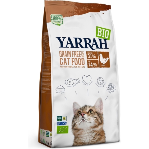 10kg Yarrah Bio Tarwevrij met Kip & Vis Kattenvoer droog