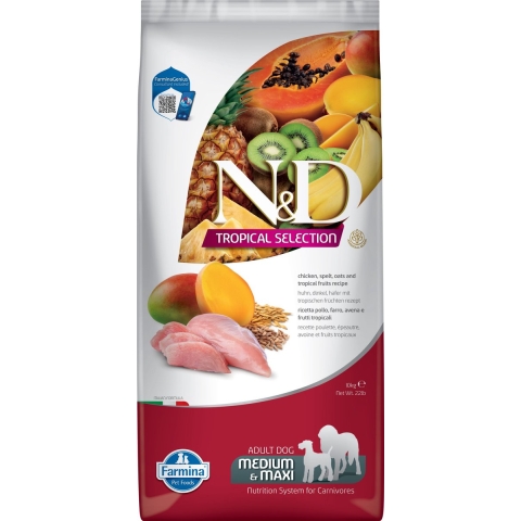 10kg N&D Dog Tropical Selection met kip droog hondenvoer