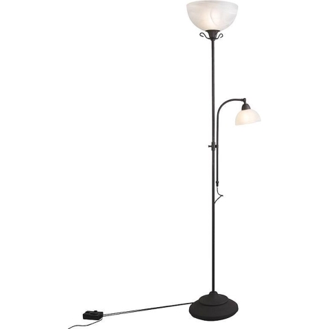 QAZQA Klassieke vloerlamp bruin met leeslamp - Dallas