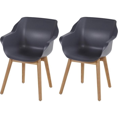 Hartman Sophie Studio Teak Tuinstoel - Set van 2 - Donkergrijs