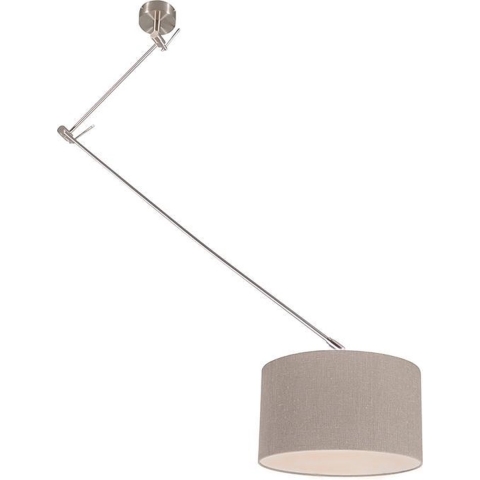 QAZQA Hanglamp staal met kap 35 cm oud grijs verstelbaar - Blitz
