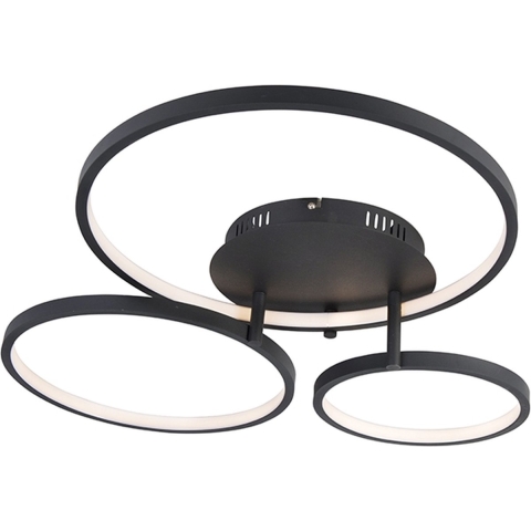 QAZQA Moderne plafondlamp zwart incl. LED en dimmer- Rondas
