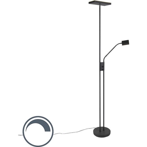 QAZQA Moderne vloerlamp zwart incl. LED en dimmer met leeslamp -
