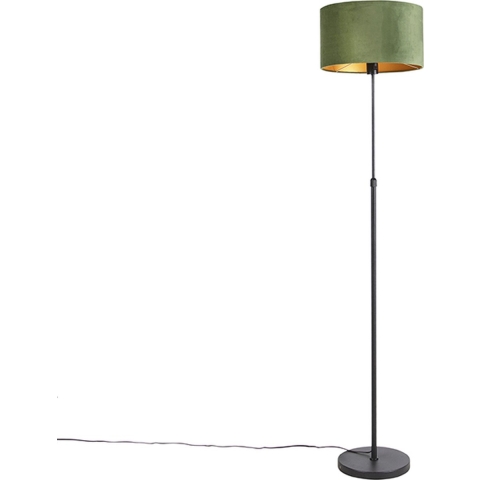 QAZQA Vloerlamp zwart met velours kap groen met goud 35 cm - Parte