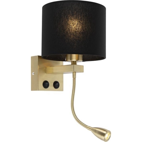 QAZQA Art deco wandlamp goud met zwarte kap - Brescia